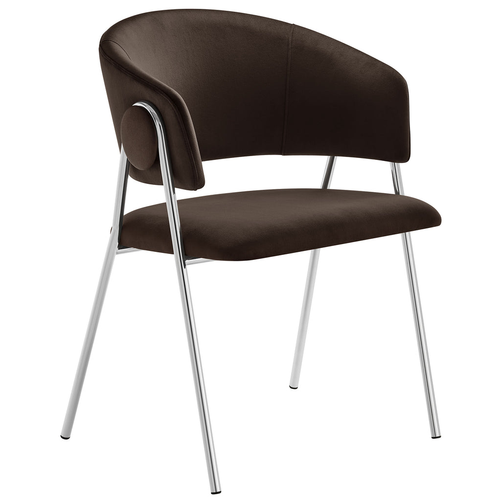 Nella Upholstered Performance Velvet Dining Chair Set of 2 - Chocolate Brown