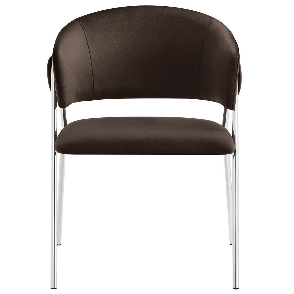 Nella Upholstered Performance Velvet Dining Chair Set of 2 - Chocolate Brown
