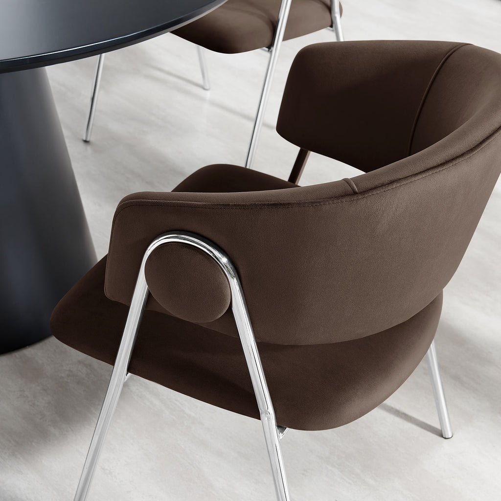 Nella Upholstered Performance Velvet Dining Chair Set of 2 - Chocolate Brown