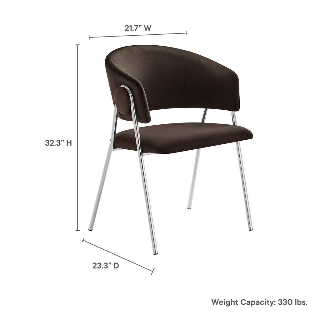 Nella Upholstered Performance Velvet Dining Chair Set of 2 - Chocolate Brown