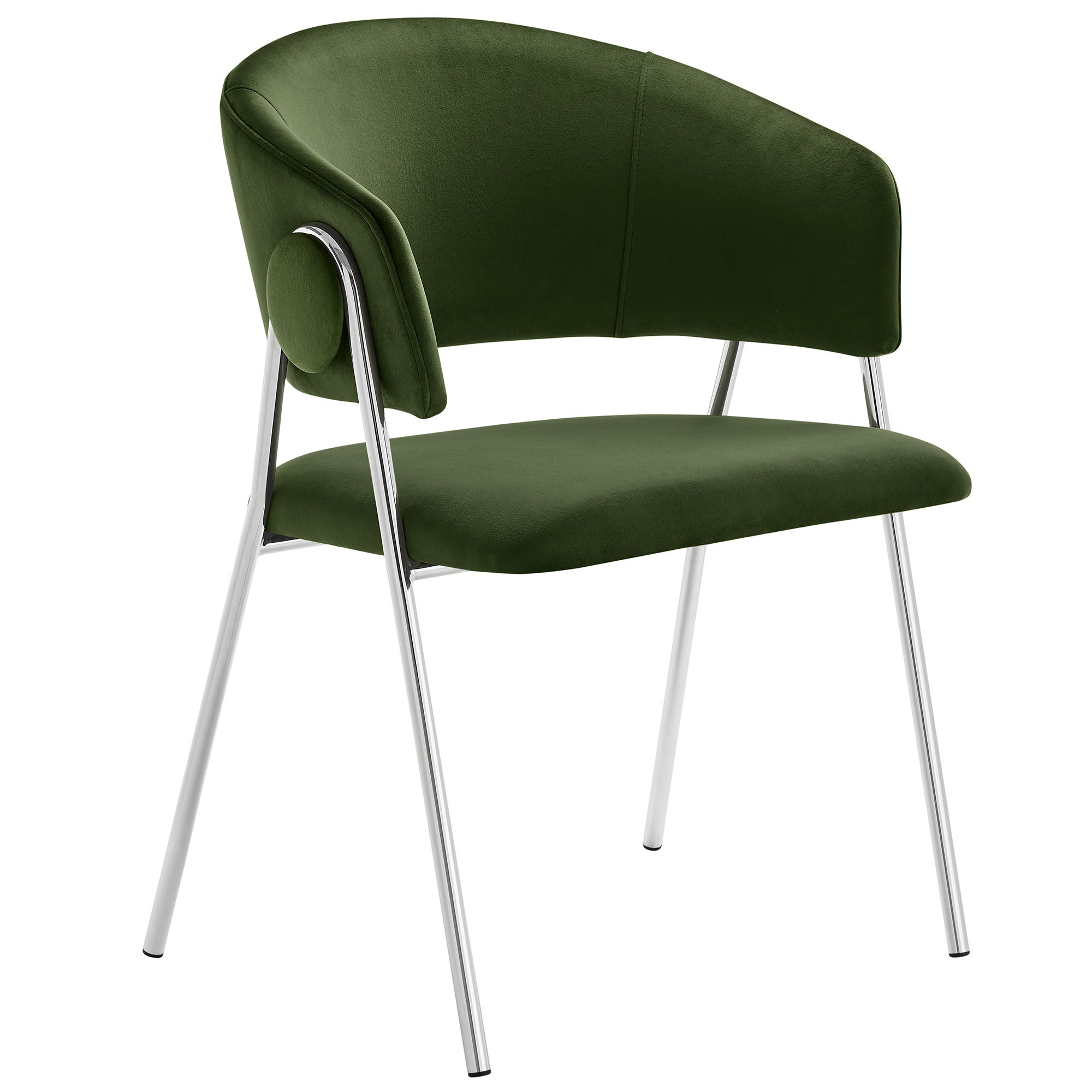 Nella Upholstered Performance Velvet Dining Chair Set of 2 - Moss Green Silver