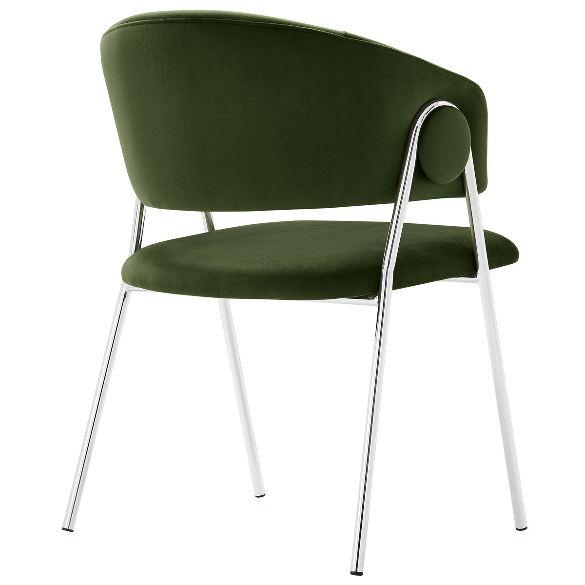 Nella Upholstered Performance Velvet Dining Chair Set of 2 - Moss Green Silver