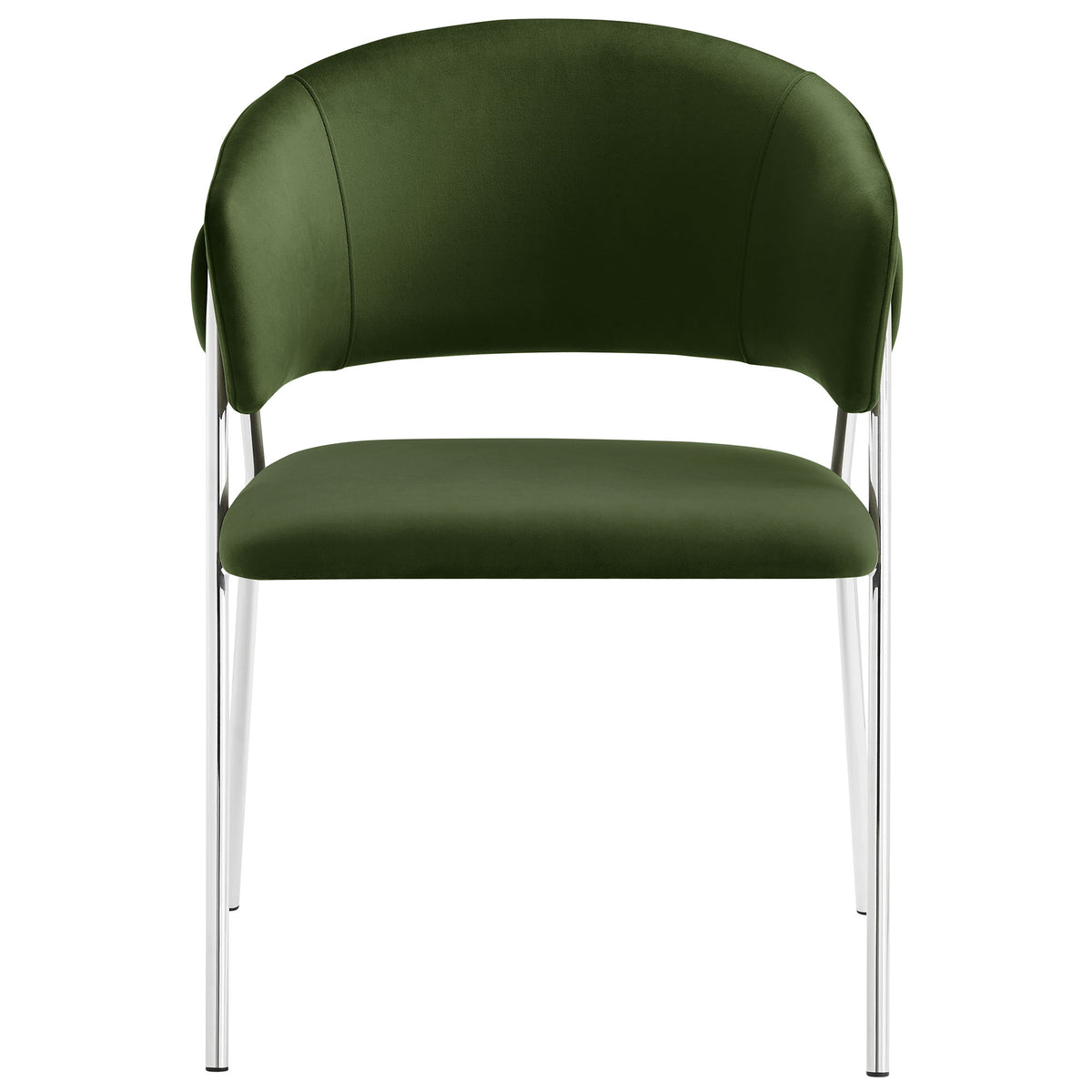 Nella Upholstered Performance Velvet Dining Chair Set of 2 - Moss Green Silver