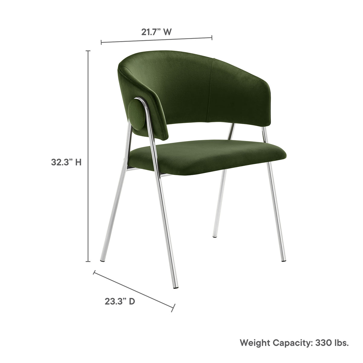 Nella Upholstered Performance Velvet Dining Chair Set of 2 - Moss Green Silver
