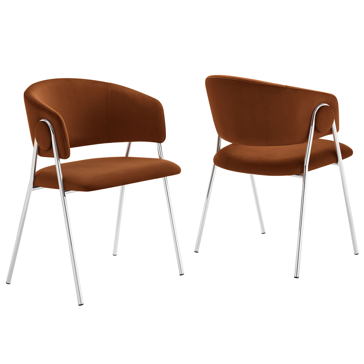 Nella Upholstered Performance Velvet Dining Chair Set of 2 - Rust Silver