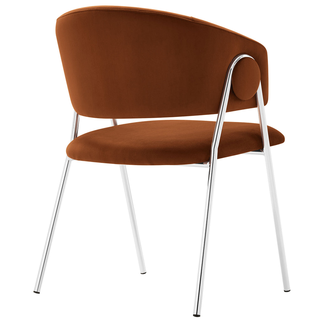 Nella Upholstered Performance Velvet Dining Chair Set of 2 - Rust Silver