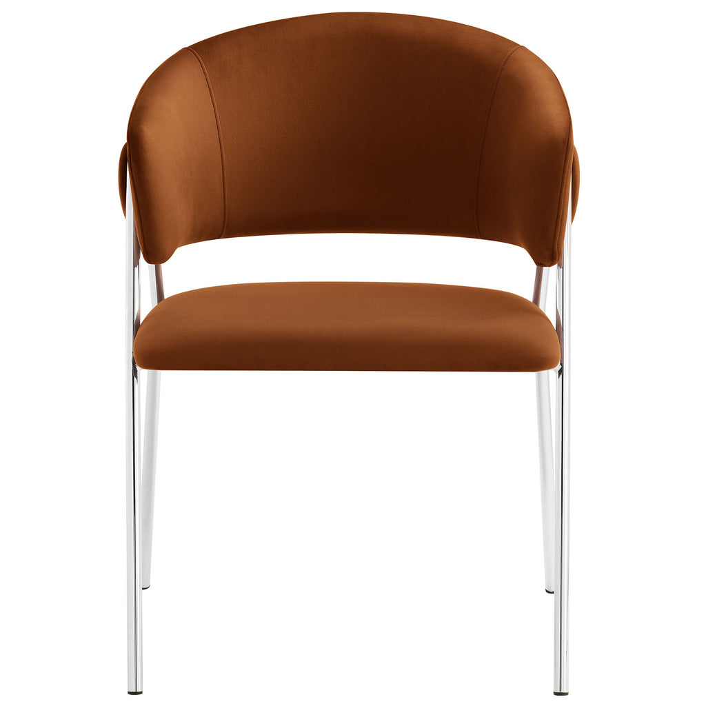 Nella Upholstered Performance Velvet Dining Chair Set of 2 - Rust Silver