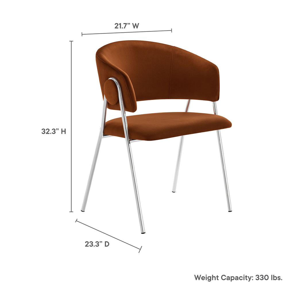 Nella Upholstered Performance Velvet Dining Chair Set of 2 - Rust Silver