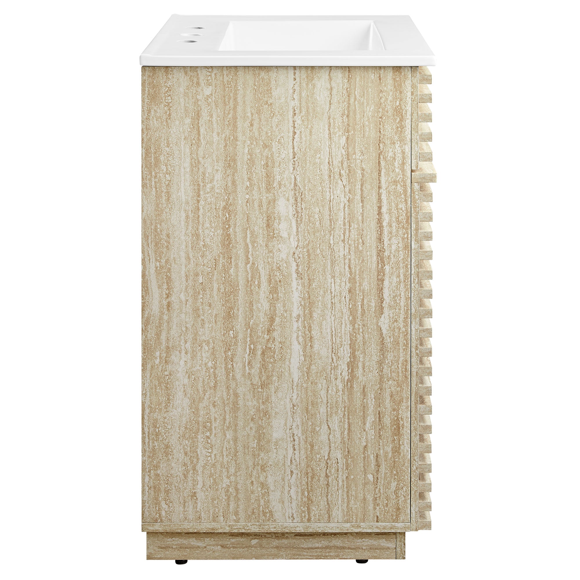 Render 24" Faux Travertine Bathroom Vanity With Sink - White