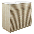 Render 36" Faux Travertine Bathroom Vanity With Sink - White