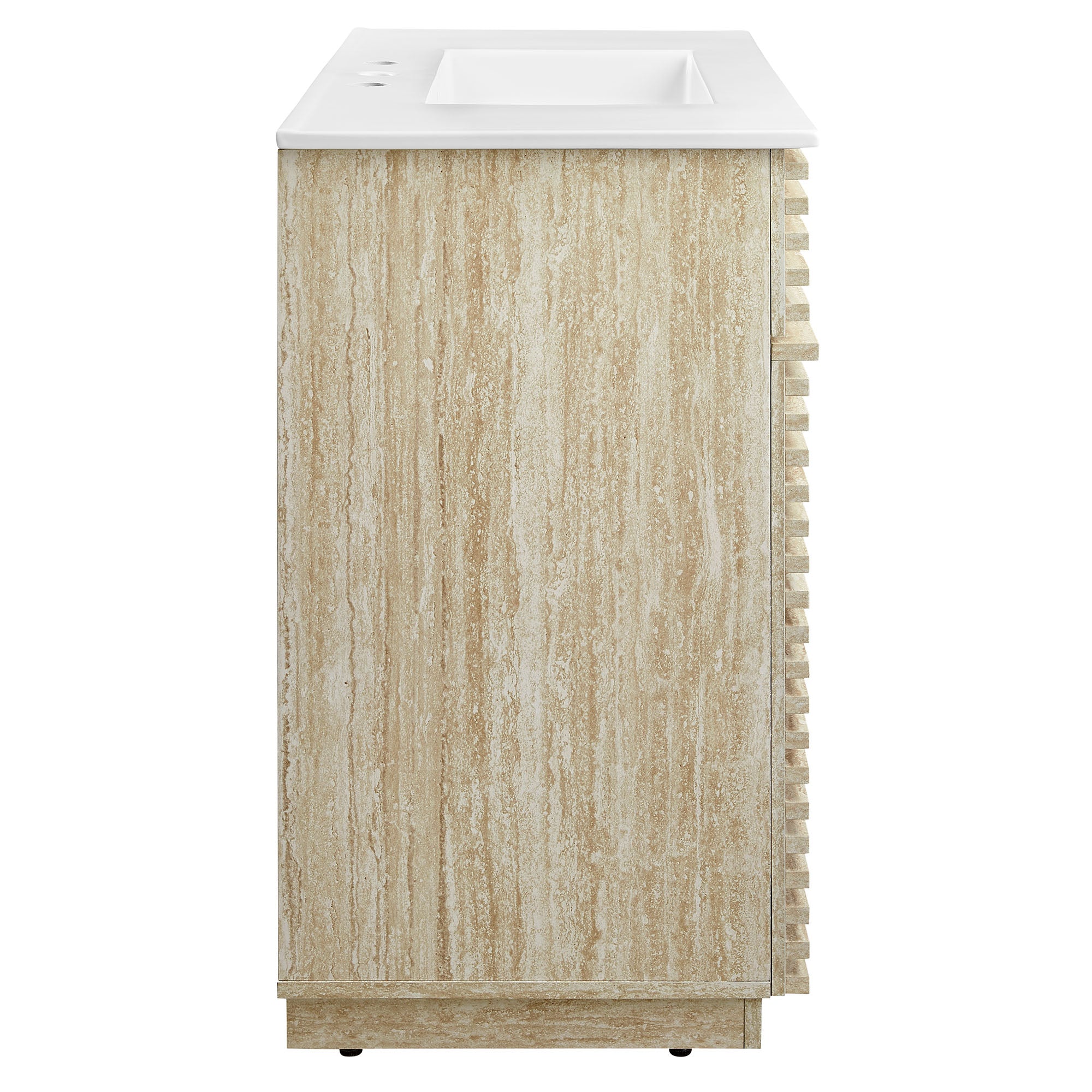 Render 36" Faux Travertine Bathroom Vanity With Sink - White