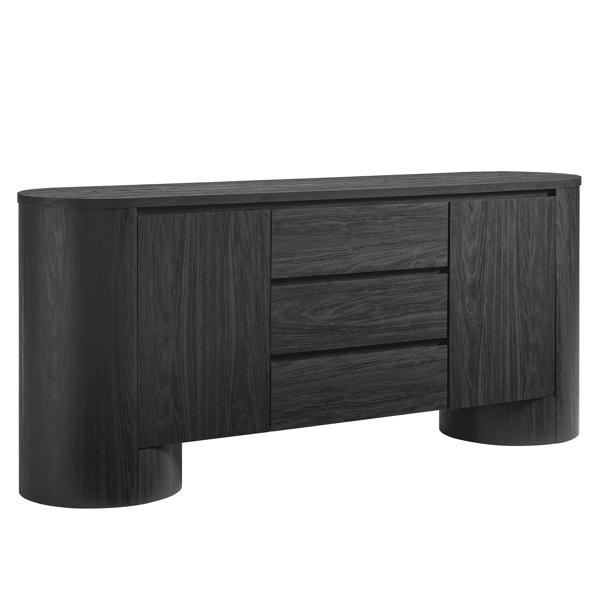 Duval 71" Rounded Sideboard Storage Cabinet - Black