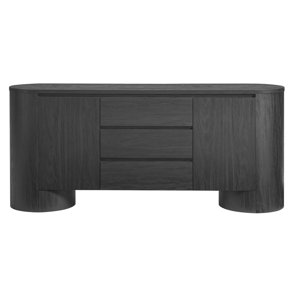 Duval 71" Rounded Sideboard Storage Cabinet - Black