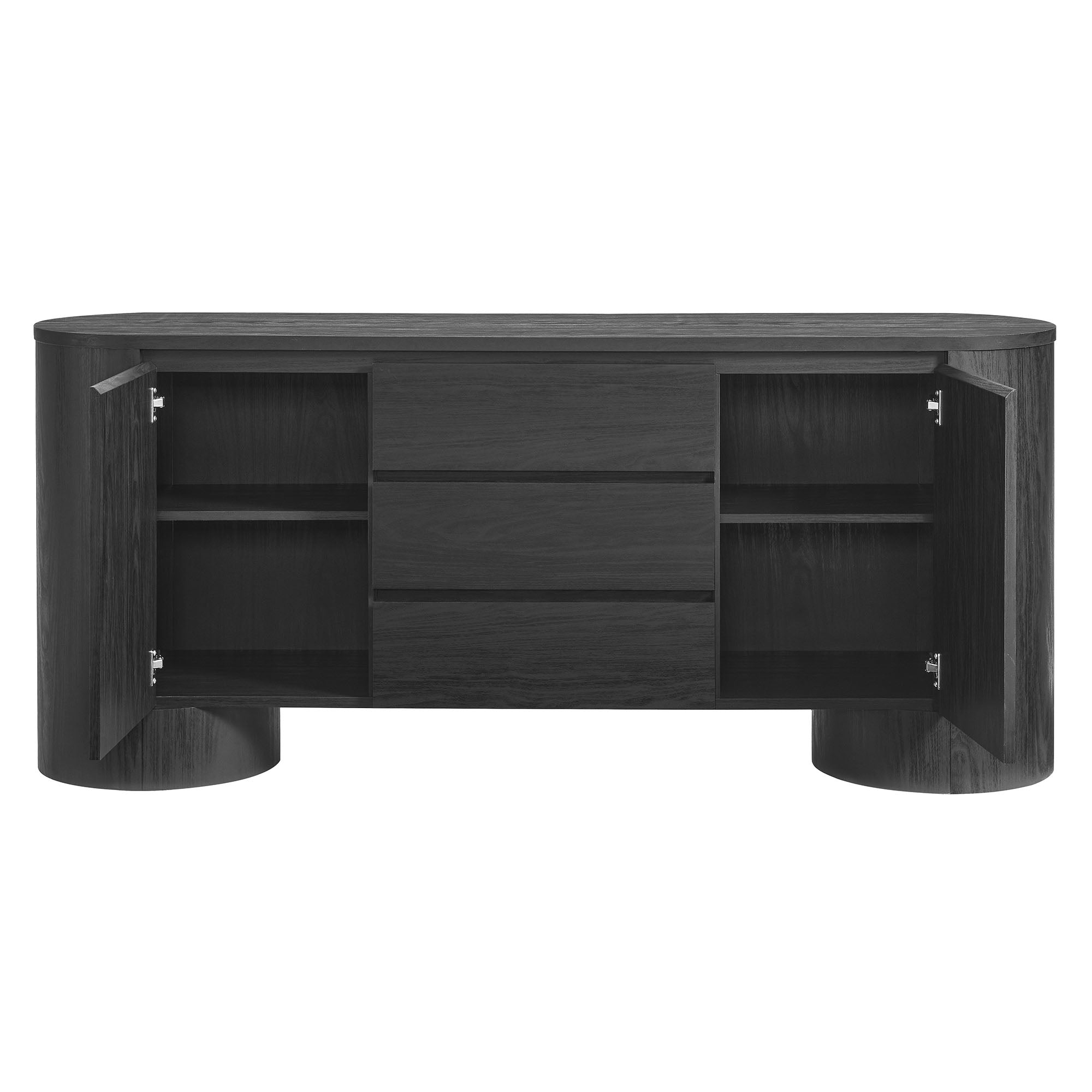 Duval 71" Rounded Sideboard Storage Cabinet - Black