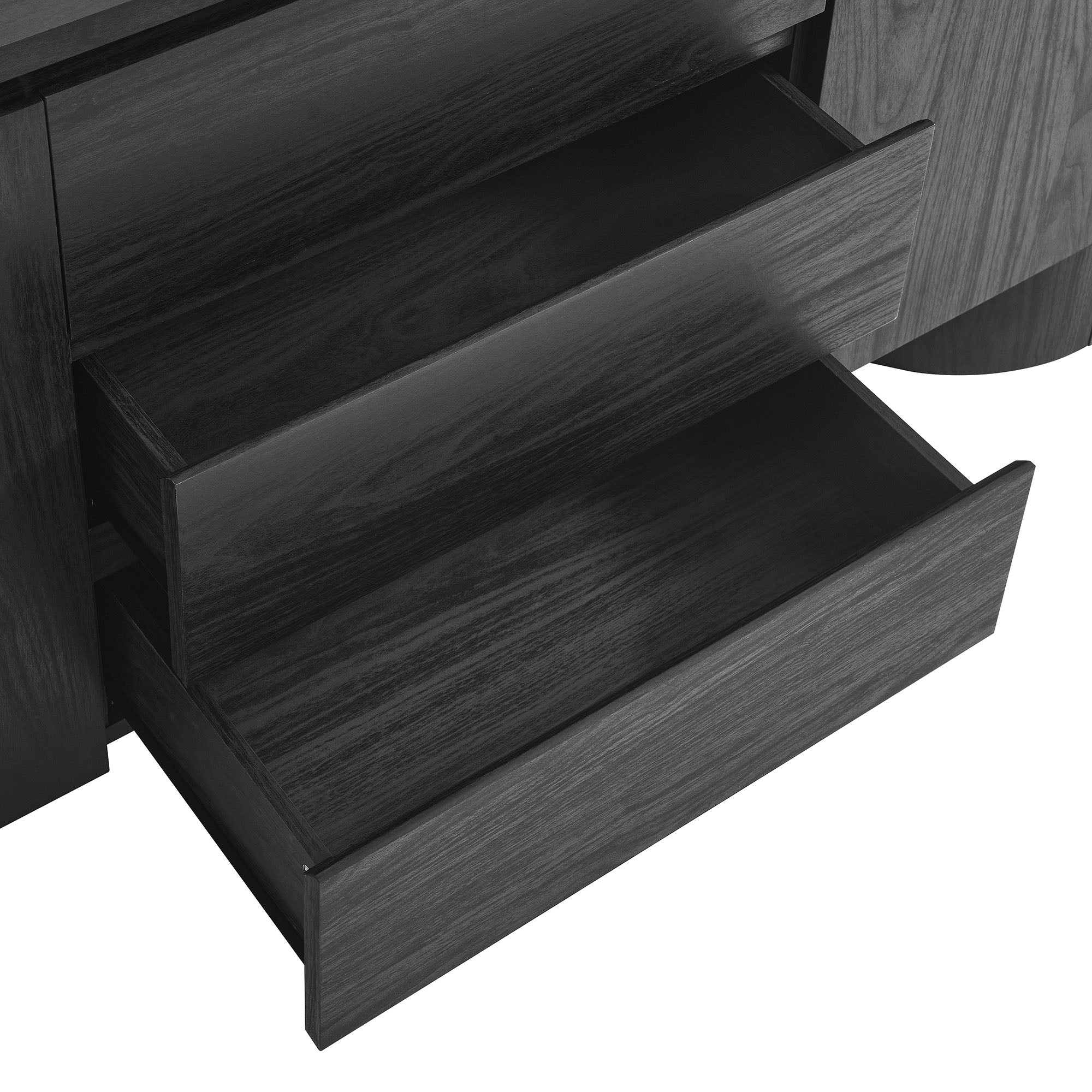 Duval 71" Rounded Sideboard Storage Cabinet - Black