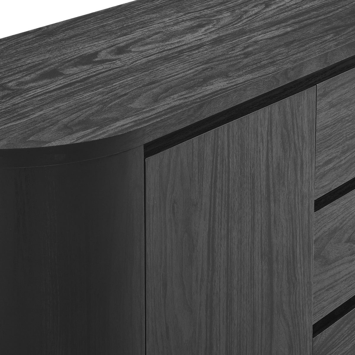 Duval 71" Rounded Sideboard Storage Cabinet - Black