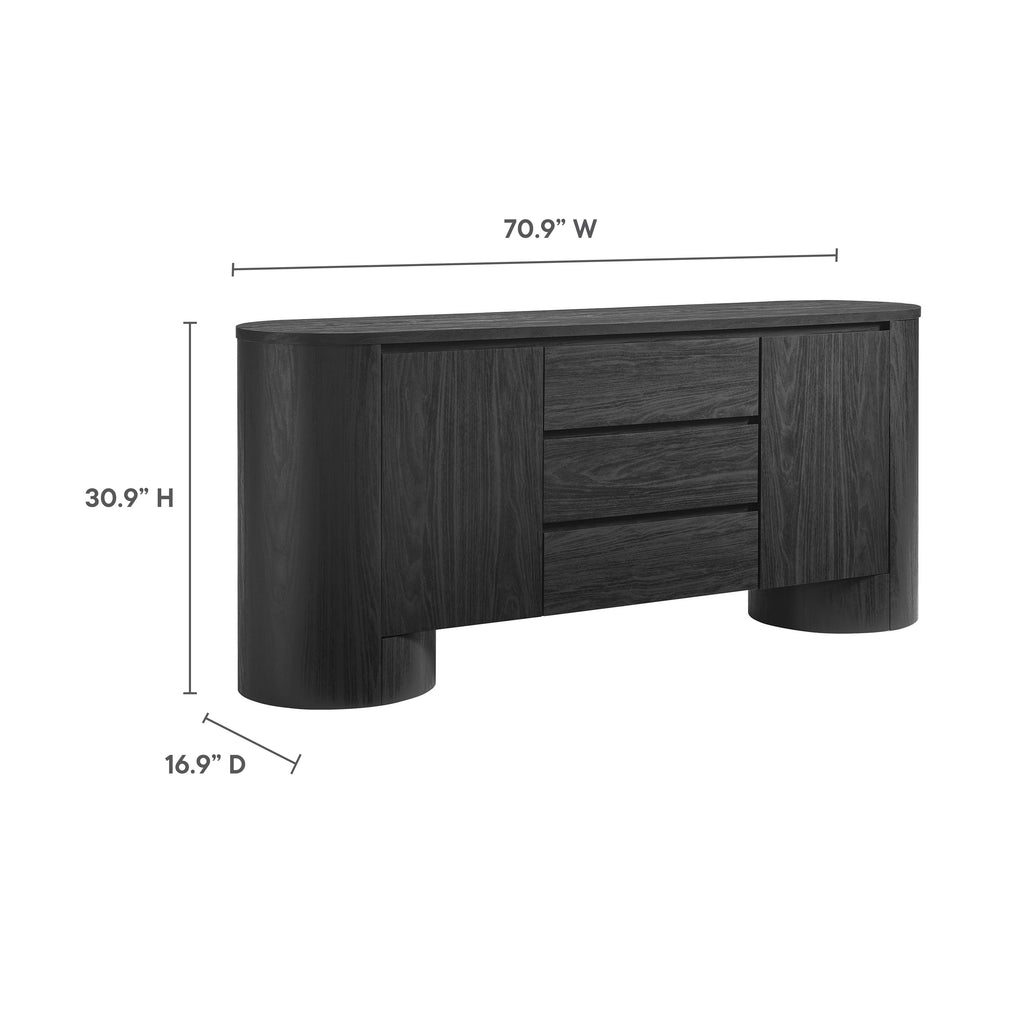Duval 71" Rounded Sideboard Storage Cabinet - Black
