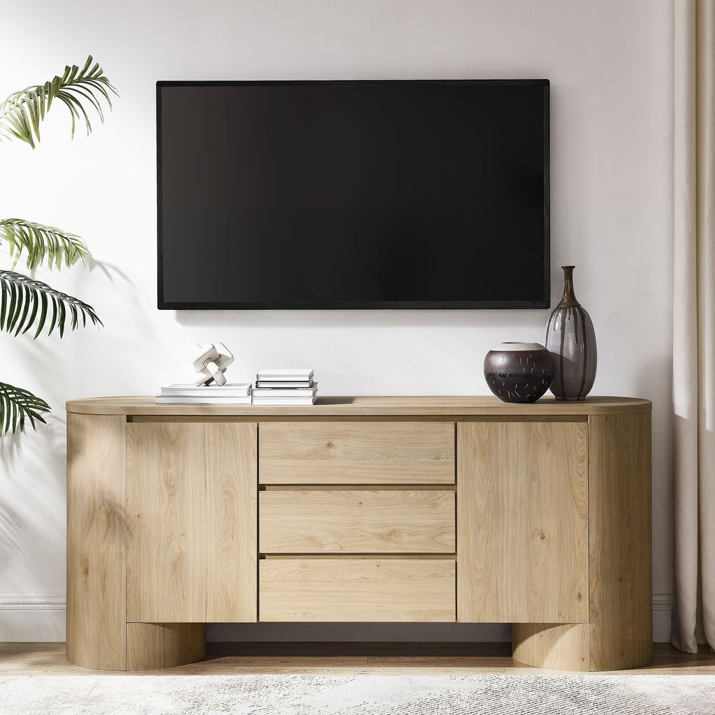 Duval 71" Rounded Sideboard Storage Cabinet - Hickory Frost