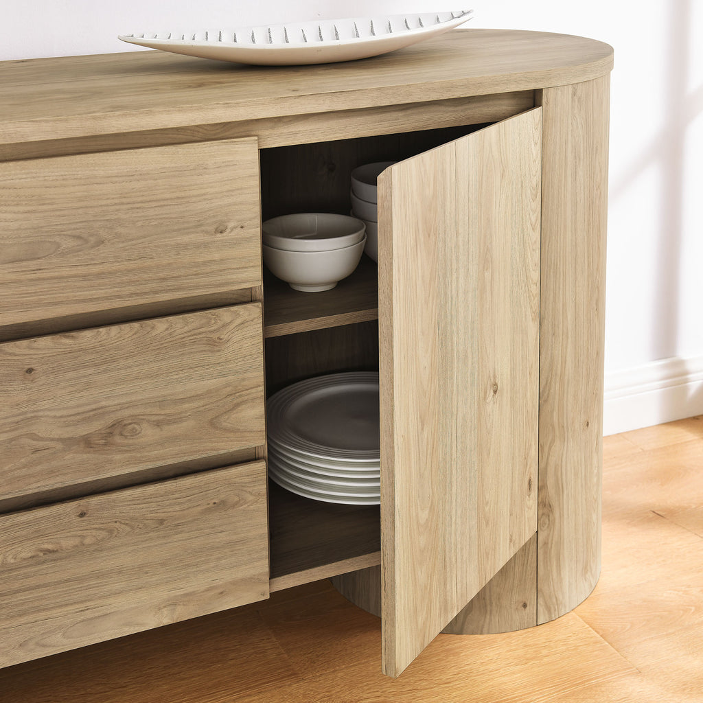 Duval 71" Rounded Sideboard Storage Cabinet - Hickory Frost