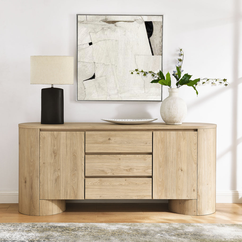 Duval 71" Rounded Sideboard Storage Cabinet - Hickory Frost