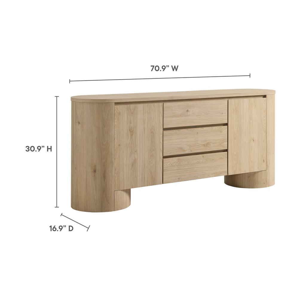 Duval 71" Rounded Sideboard Storage Cabinet - Hickory Frost
