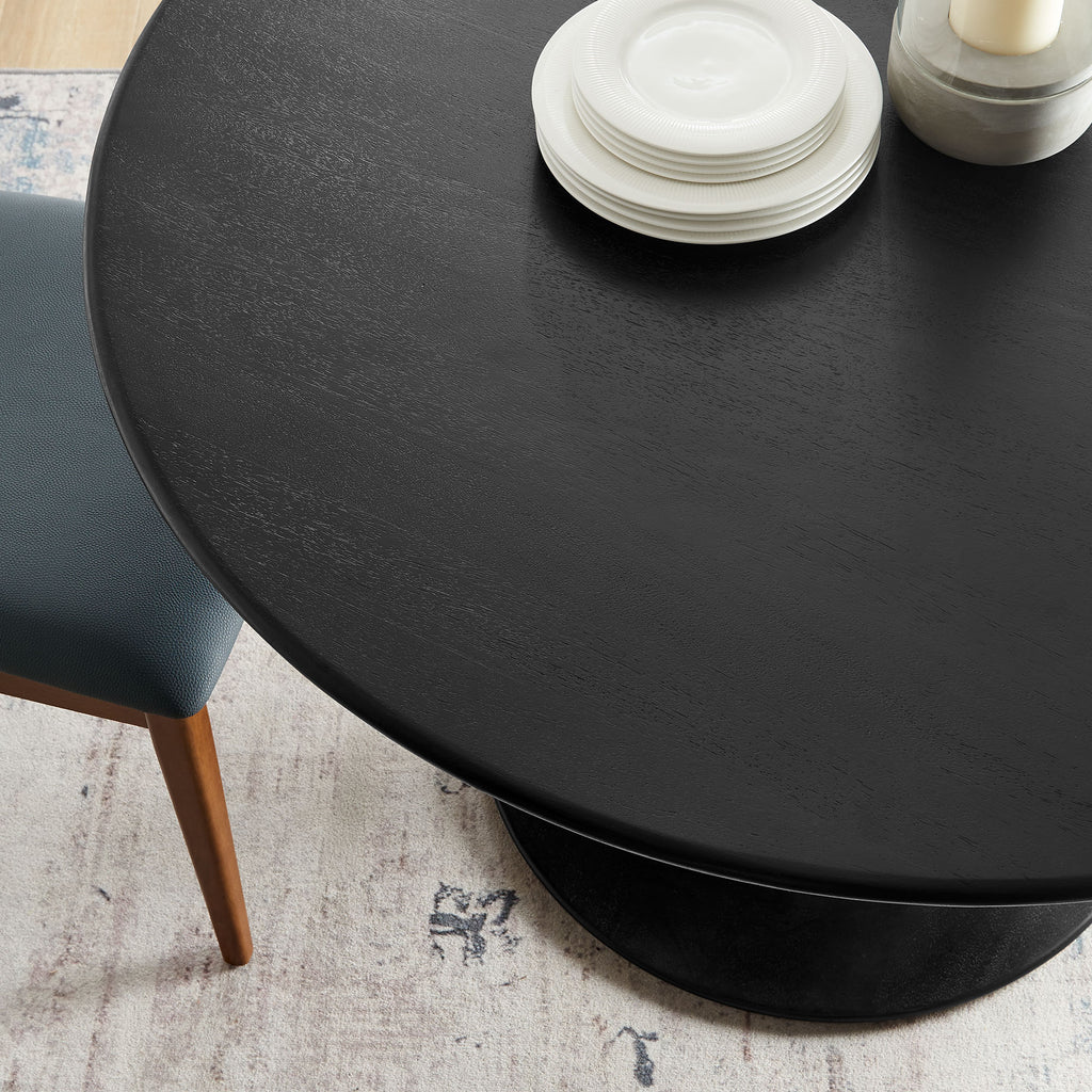 Lippa 48" Round Solid Wood Dining Table - Black