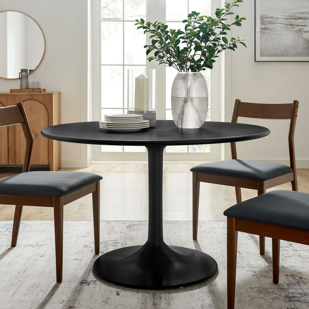 Lippa 48" Round Solid Wood Dining Table - Black