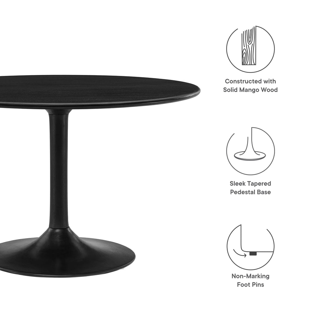 Lippa 48" Round Solid Wood Dining Table - Black