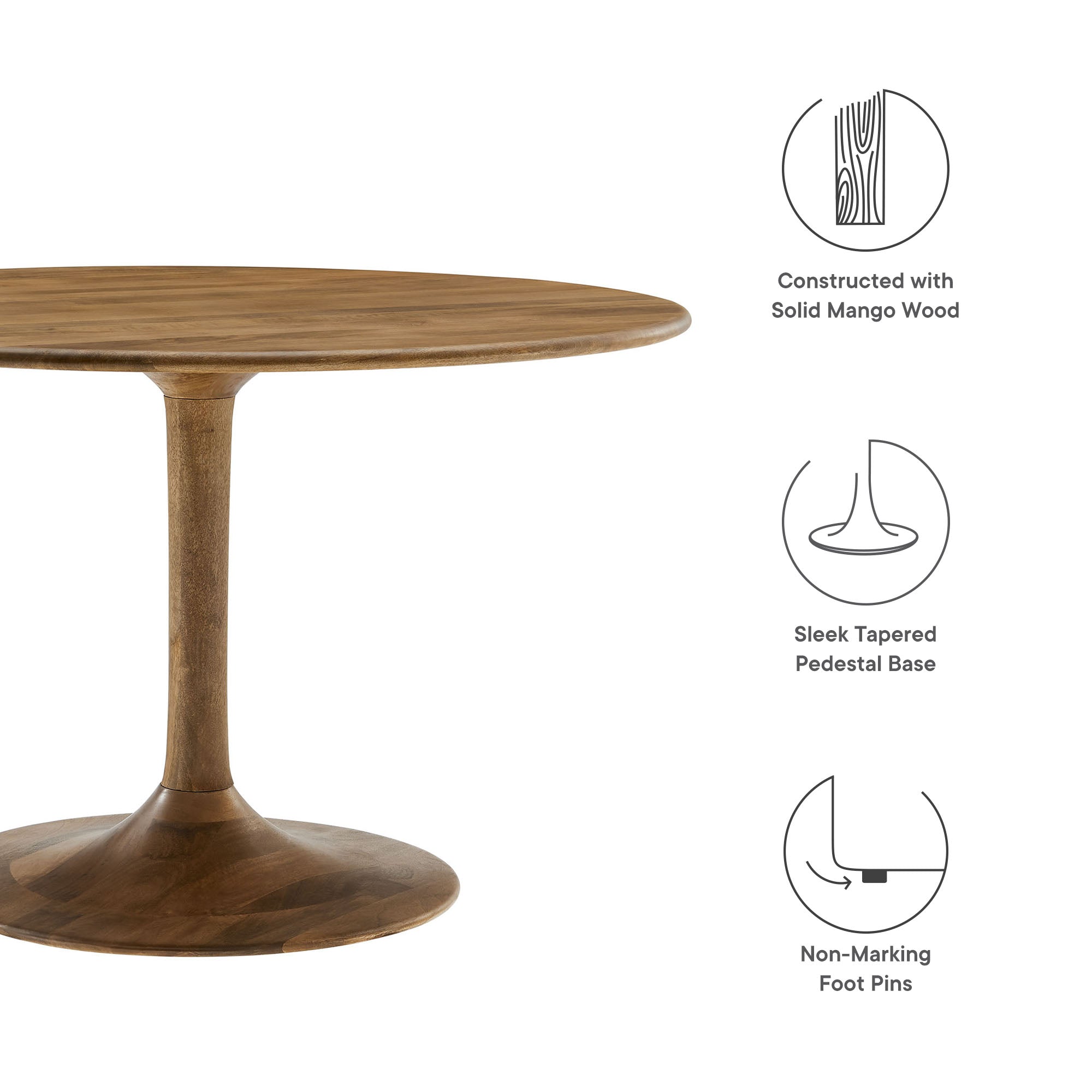 Lippa 48" Round Solid Wood Dining Table - Natural