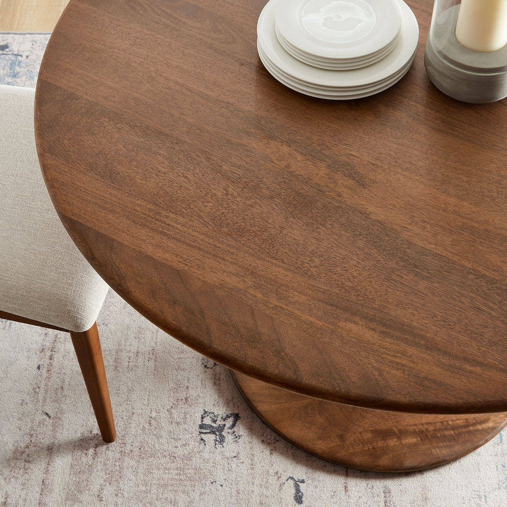Lippa 48" Round Solid Wood Dining Table - Walnut