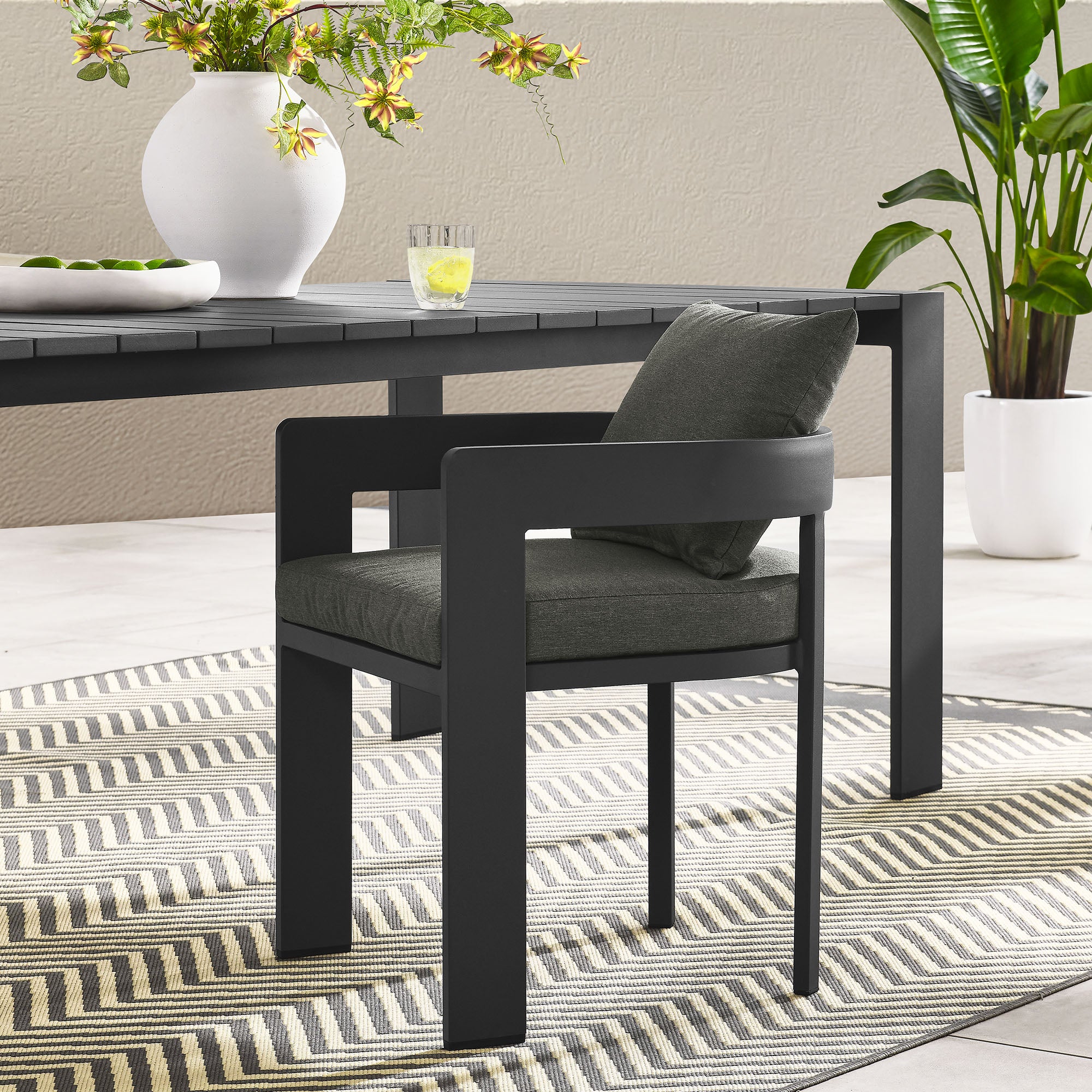 Tahoe Outdoor Patio Aluminum Dining Chair - Gray Charcoal