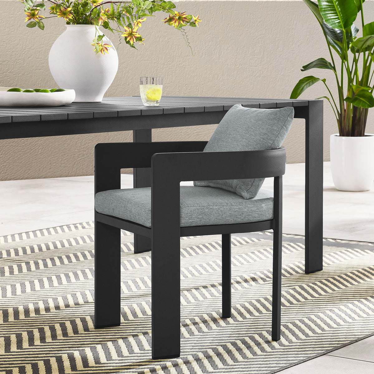 Tahoe Outdoor Patio Aluminum Dining Chair - Gray Gray