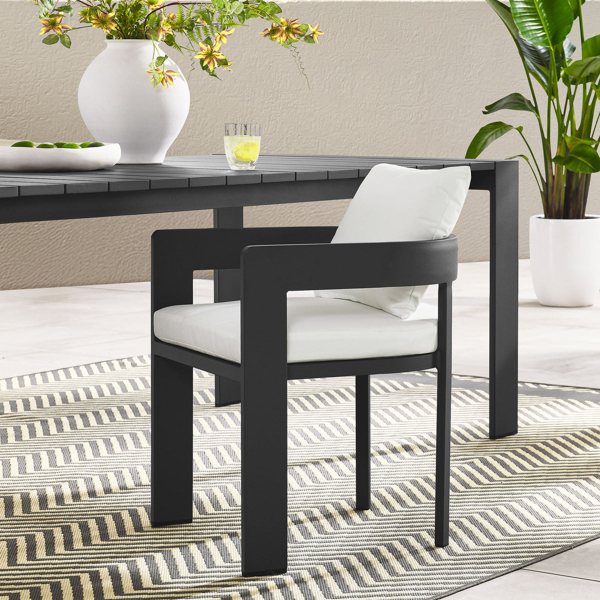 Tahoe Outdoor Patio Aluminum Dining Chair - Gray White