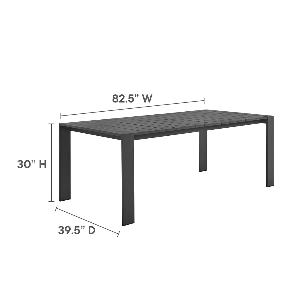 Tahoe Rectangular Outdoor Patio Aluminum Dining Table - Gray