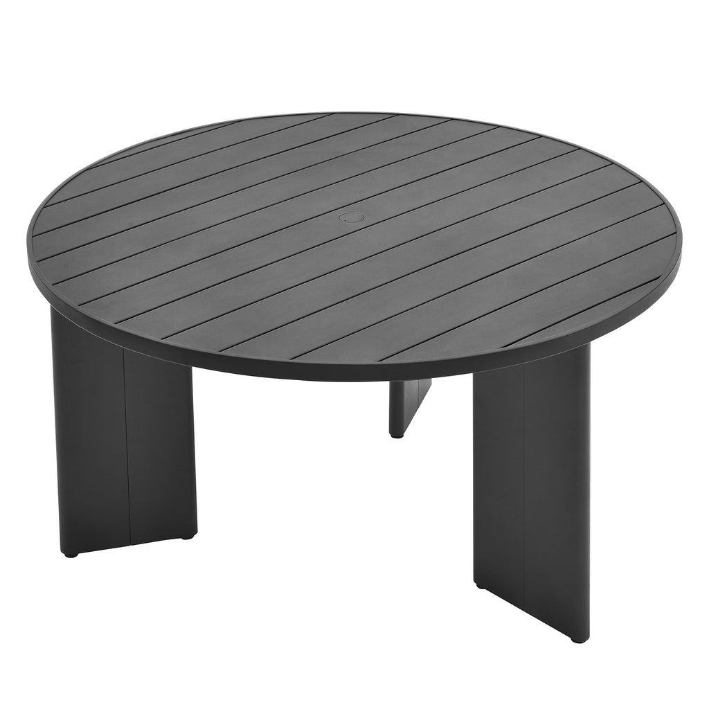 Tahoe Round Outdoor Patio Aluminum Dining Table - Gray