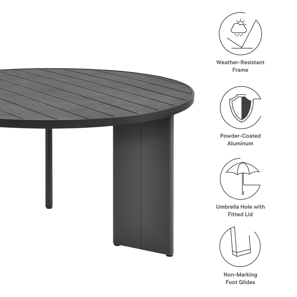 Tahoe Round Outdoor Patio Aluminum Dining Table - Gray