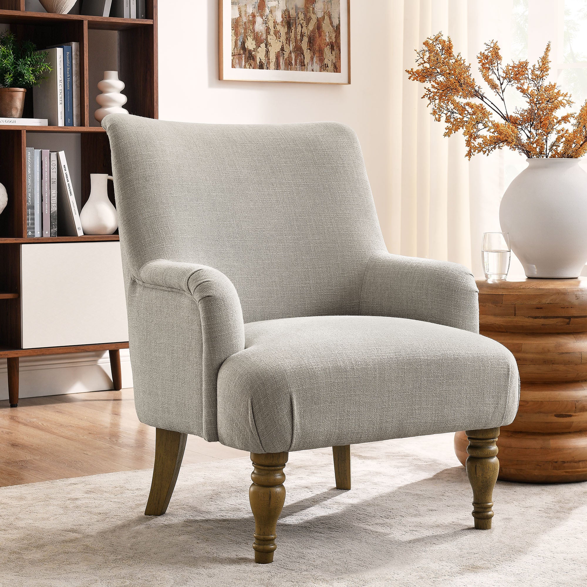 Ellington Fabric Upholstered Accent Armchair - Linen