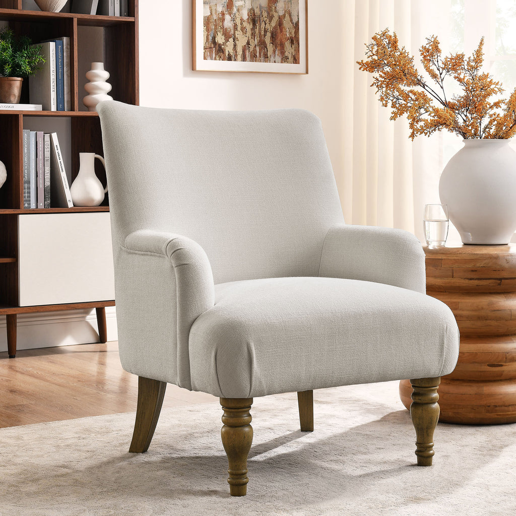 Ellington Fabric Upholstered Accent Armchair - Salt