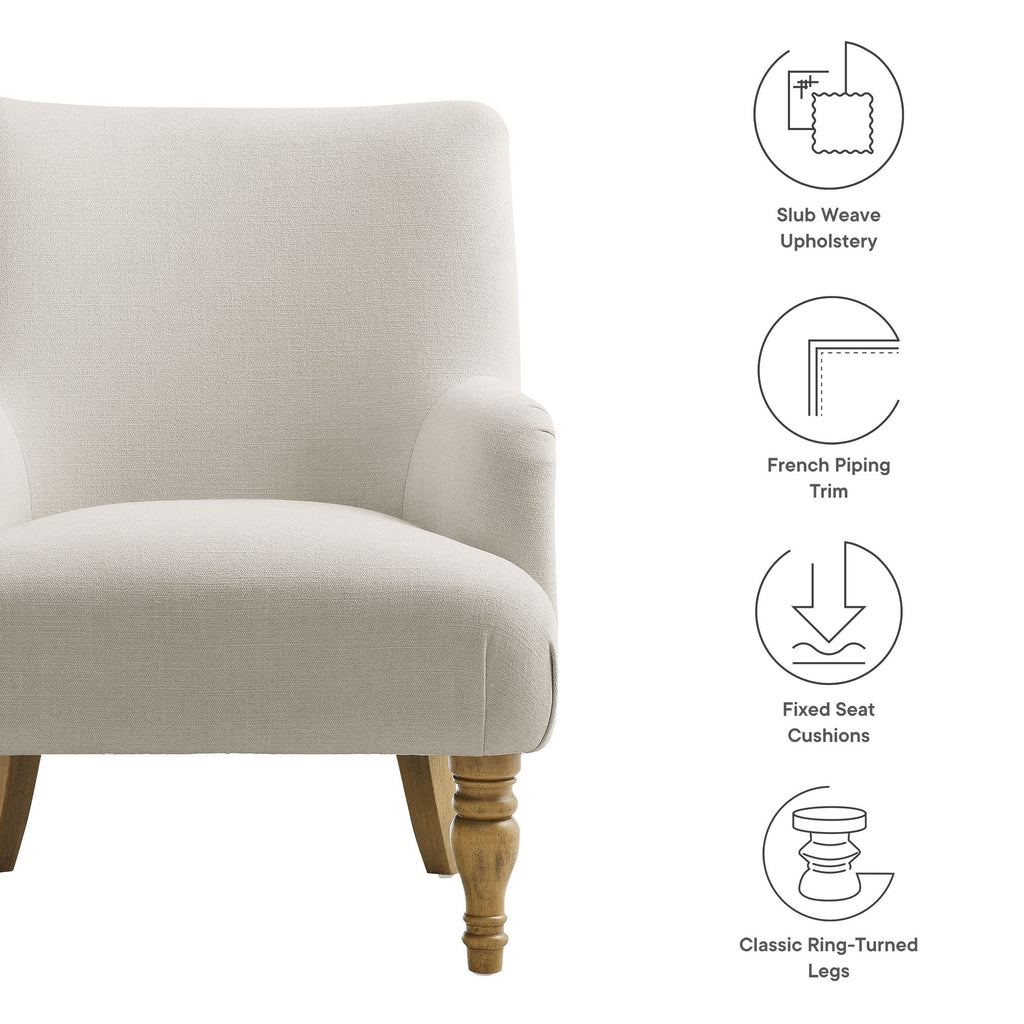 Ellington Fabric Upholstered Accent Armchair - Salt