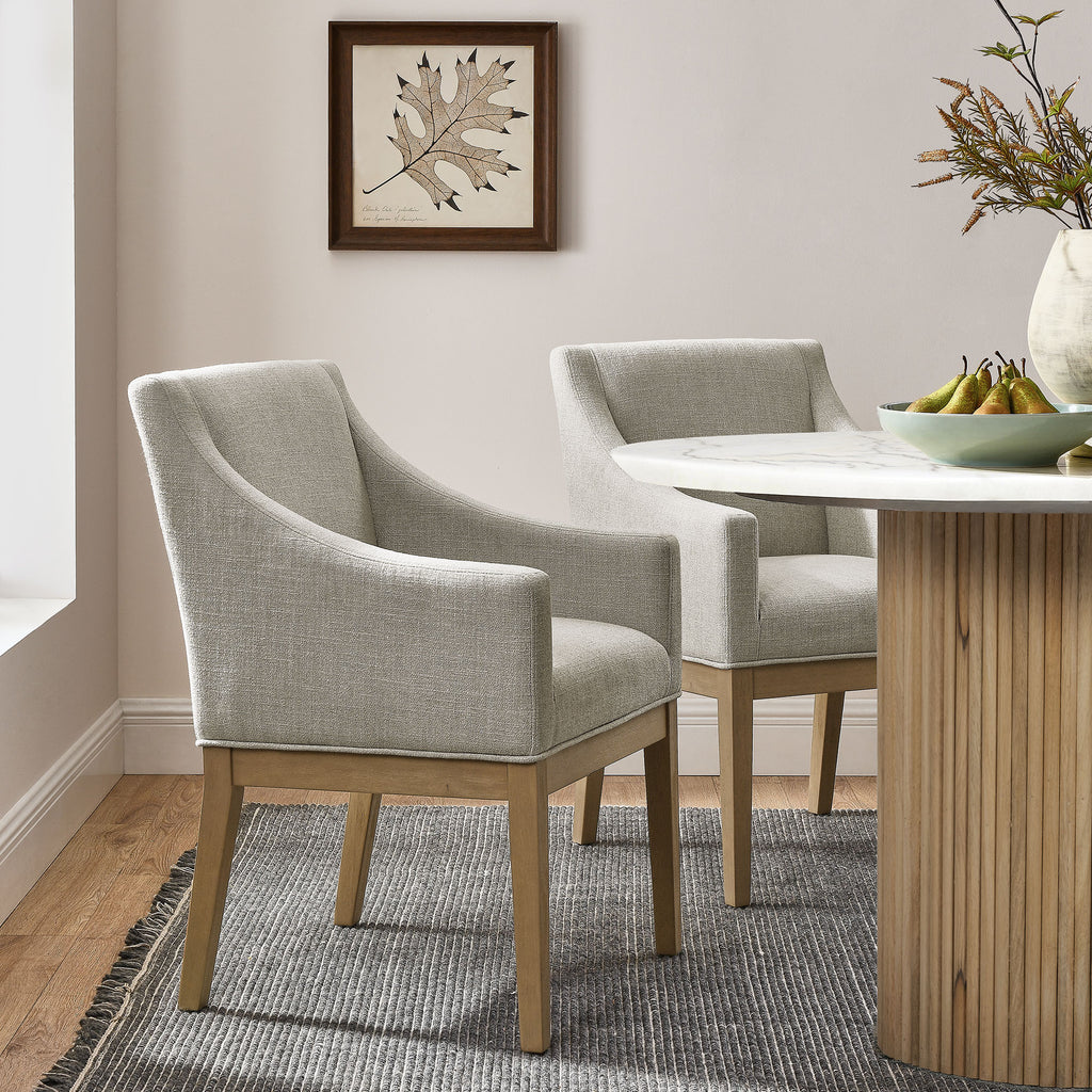 Alton Fabric Upholstered Dining Armchair - Linen Natural