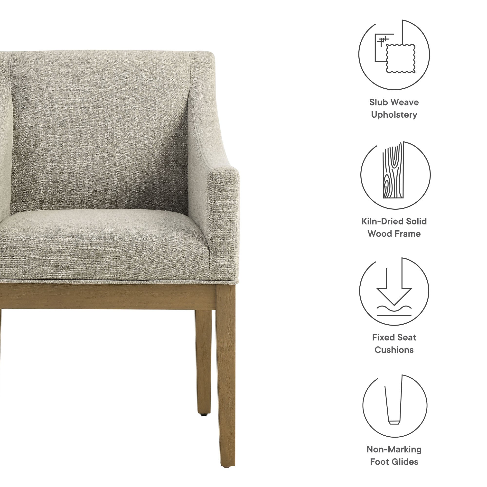 Alton Fabric Upholstered Dining Armchair - Linen Natural