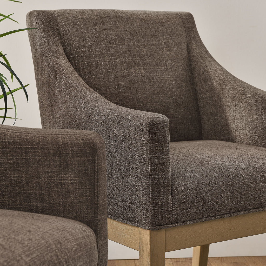 Alton Fabric Upholstered Dining Armchair - Mocha Natural