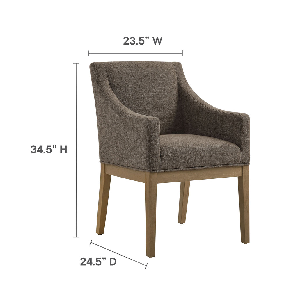 Alton Fabric Upholstered Dining Armchair - Mocha Natural