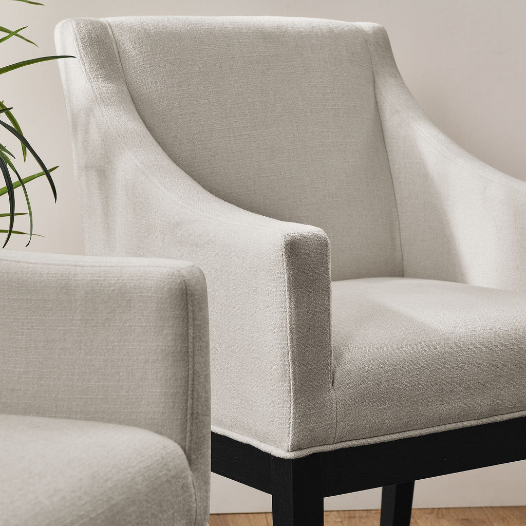 Alton Fabric Upholstered Dining Armchair - Salt Black