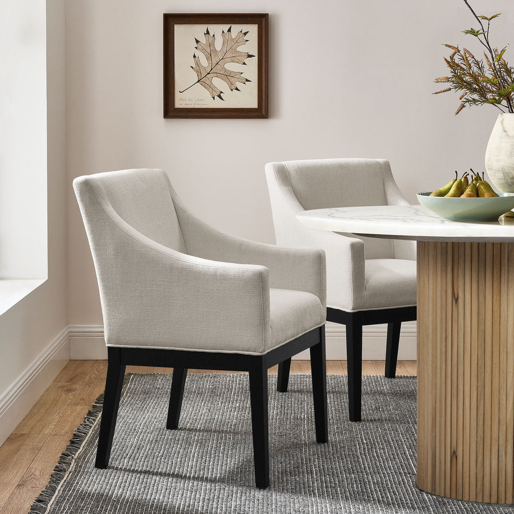 Alton Fabric Upholstered Dining Armchair - Salt Black