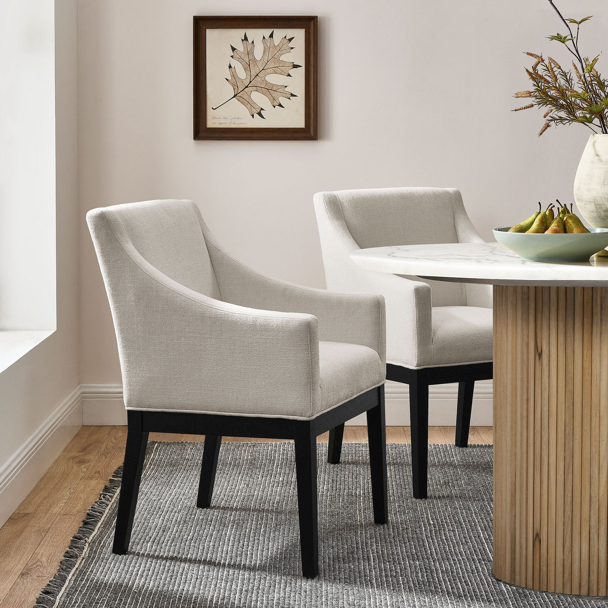 Alton Fabric Upholstered Dining Armchair - Salt Black
