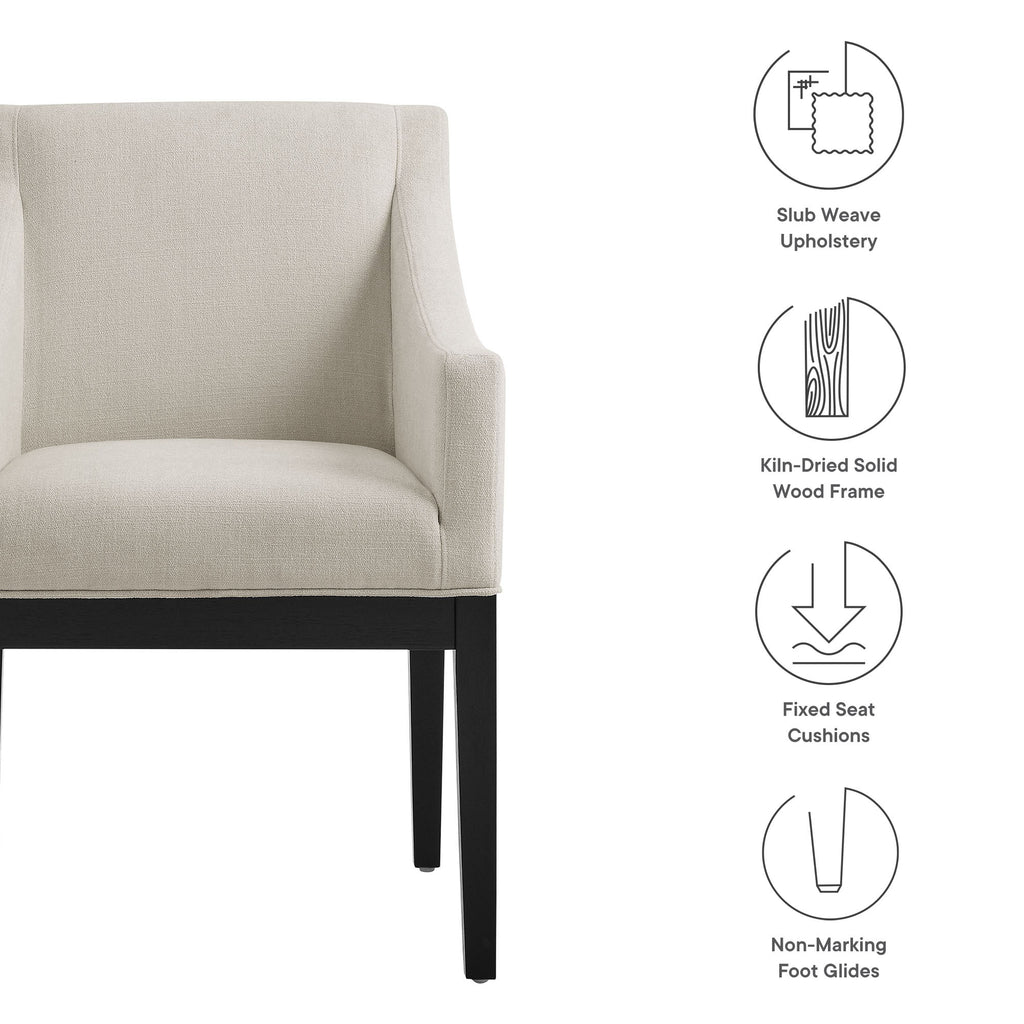 Alton Fabric Upholstered Dining Armchair - Salt Black