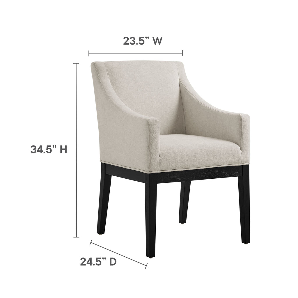 Alton Fabric Upholstered Dining Armchair - Salt Black