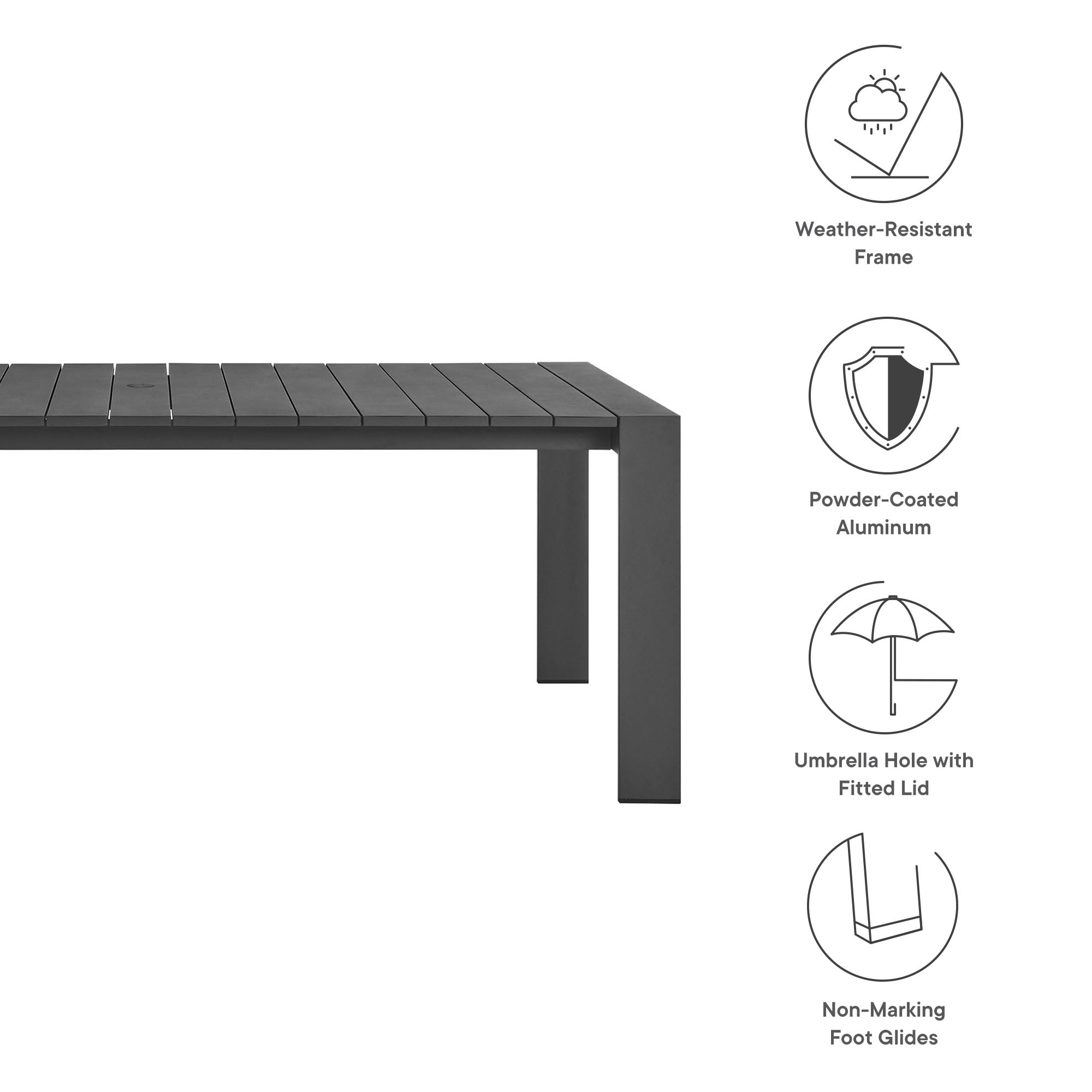 Tahoe 9-Piece Outdoor Patio Aluminum Dining Set - Gray Charcoal