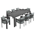 Tahoe 9-Piece Outdoor Patio Aluminum Dining Set - Gray Gray